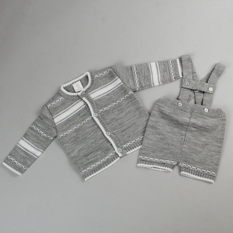 baby boys cardigan and shorts set knitted in grey