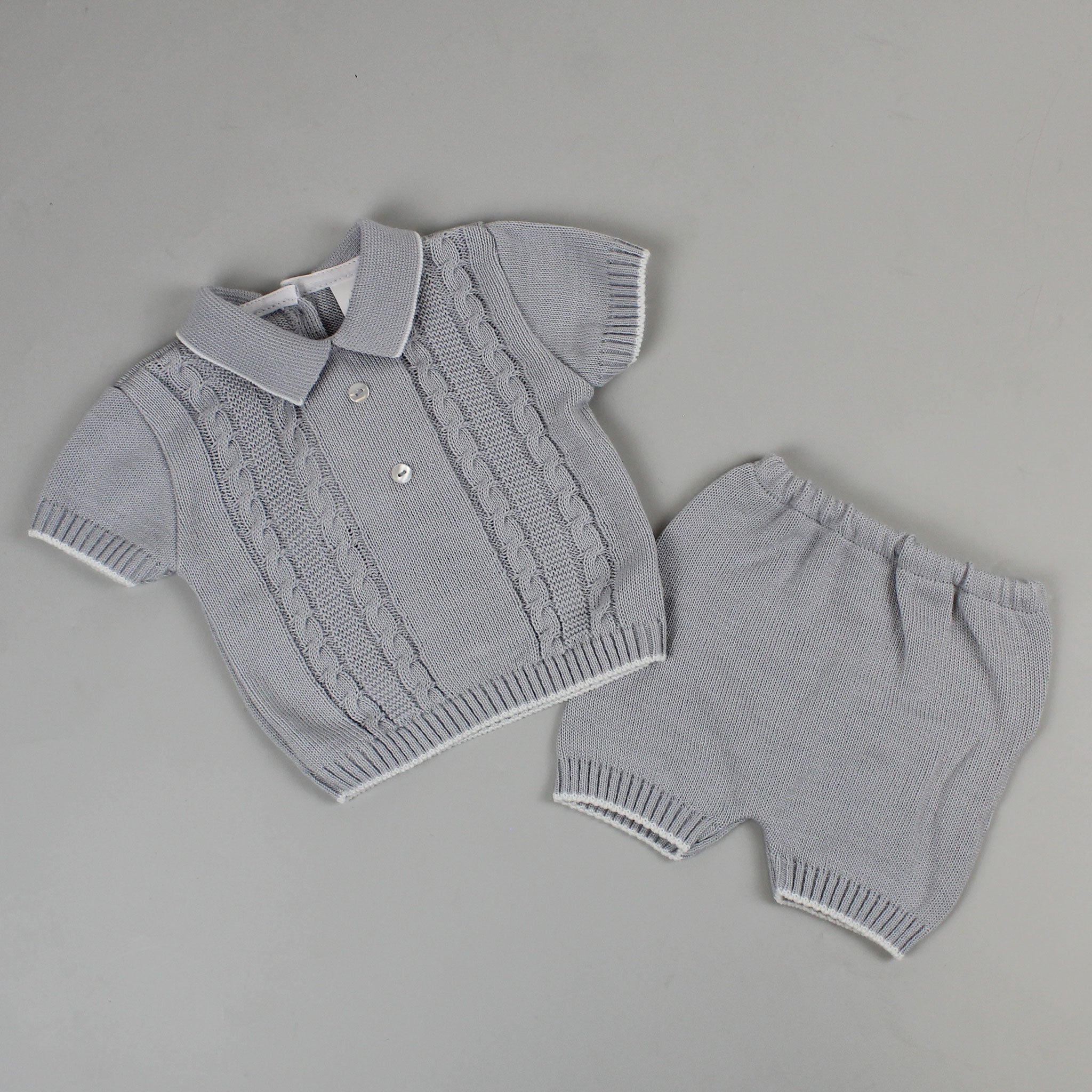 baby boys grey knitted outfit