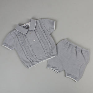 baby boys grey knitted outfit