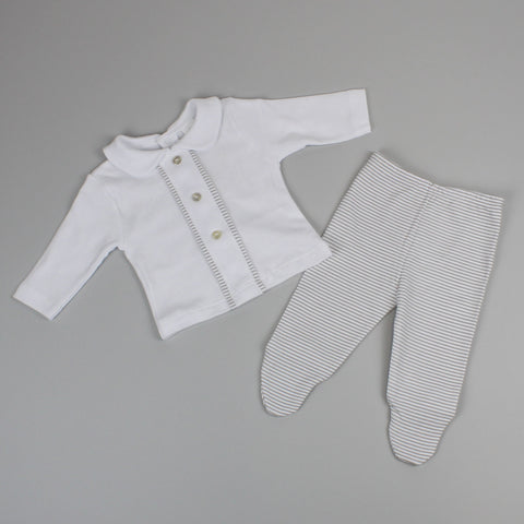 baby boys grey striped outfit