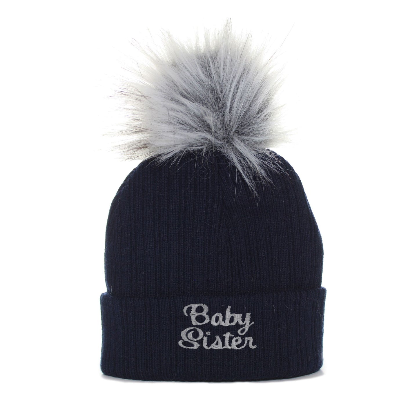 Baby Brother / Baby Sister Pom Hat –  Baby Hat (Newborn & 0–6 Months)