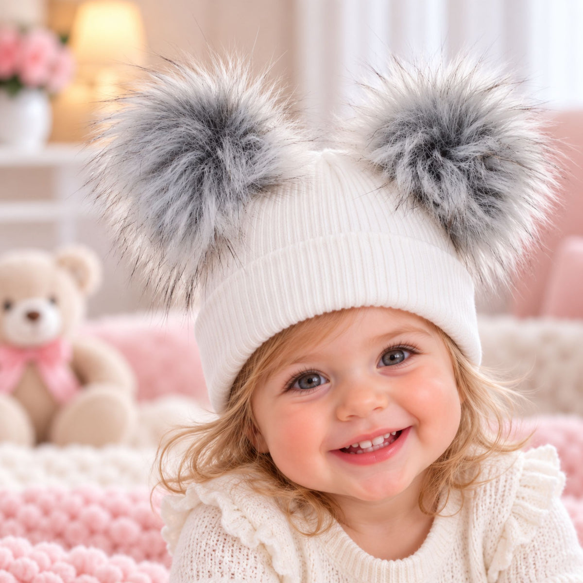 white baby hat for 12m baby