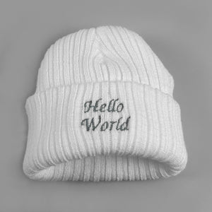 Newborn Beanie - Hello World - White