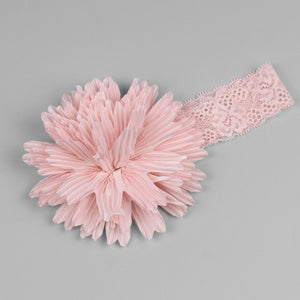 Baby Girls Pink Headband With Flower And Lace Detailing 