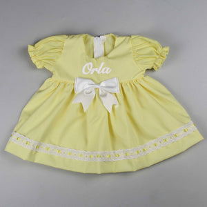 Baby Girl Personalised Dress - Lemon Yellow - Summer Outfit