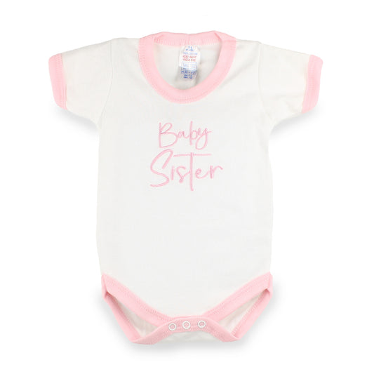 Baby Sister Embroidered Baby Vest – Pink Trim | 0-3 Months (Copy)