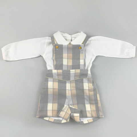 baby boys two piece outfit grey and beige