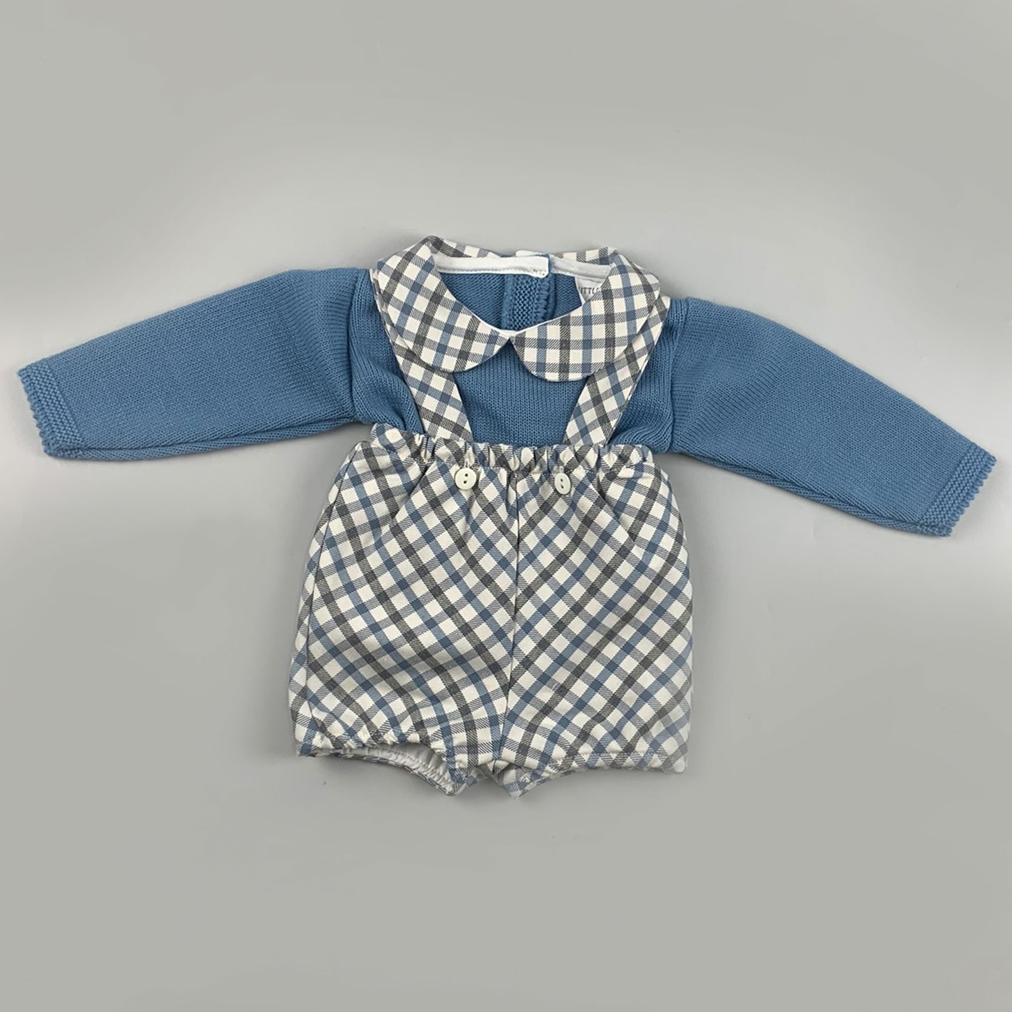 Baby Boy Knitted Shirt & Shorts Outfit - Blue