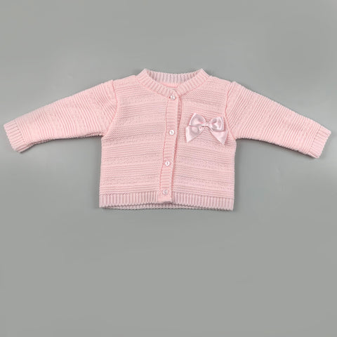 Baby Girls Knit Cardigan with Bow - Pink