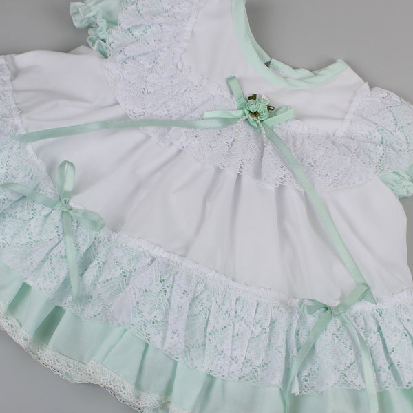 baby girls mint and white puff ball dress