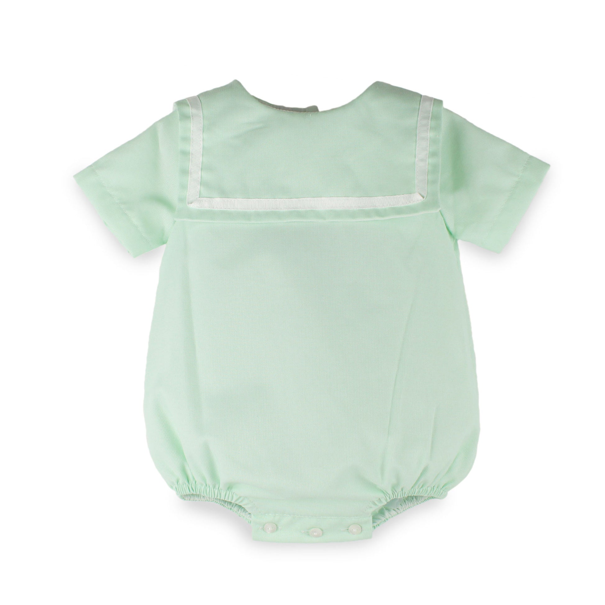 baby boys romper in mint green with sailor collar