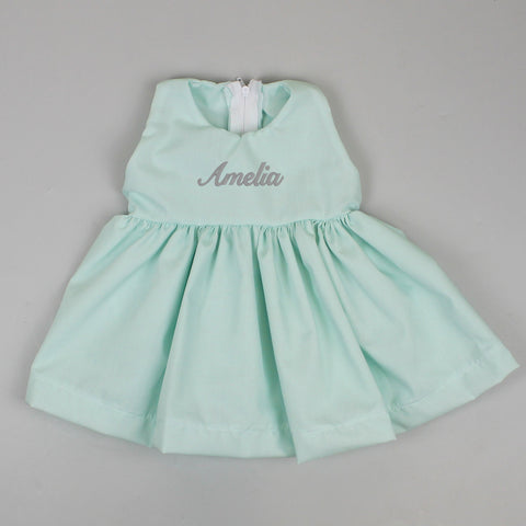 Baby girls personalised mint dress
