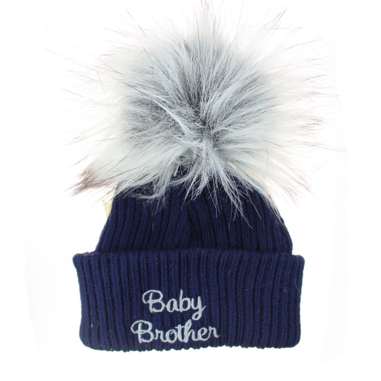 Baby Brother / Baby Sister Pom Hat –  Baby Hat (Newborn & 0–6 Months)