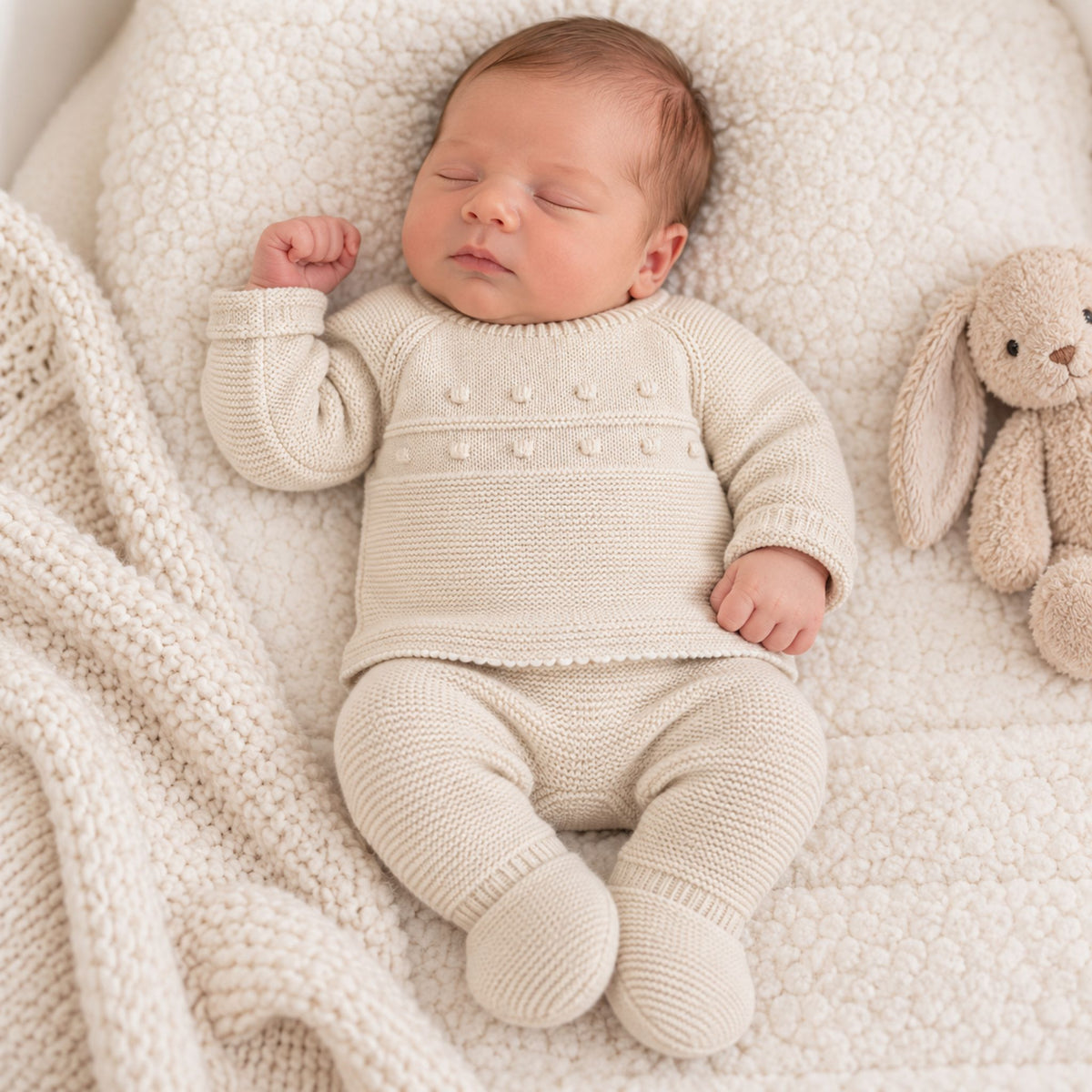 newborn baby boy beige outfit