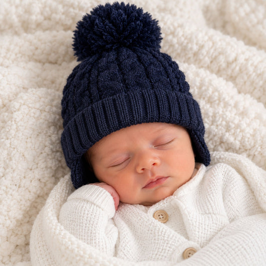 little nosh navy newborn baby bobble hat