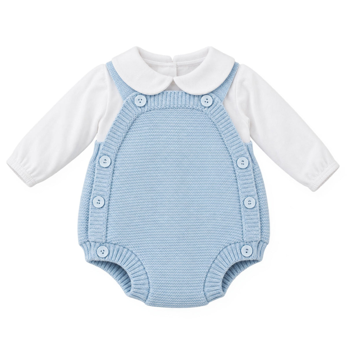 Baby Boys Blue Knitted Romper & White Top 2 Piece Outfit – Little Nosh