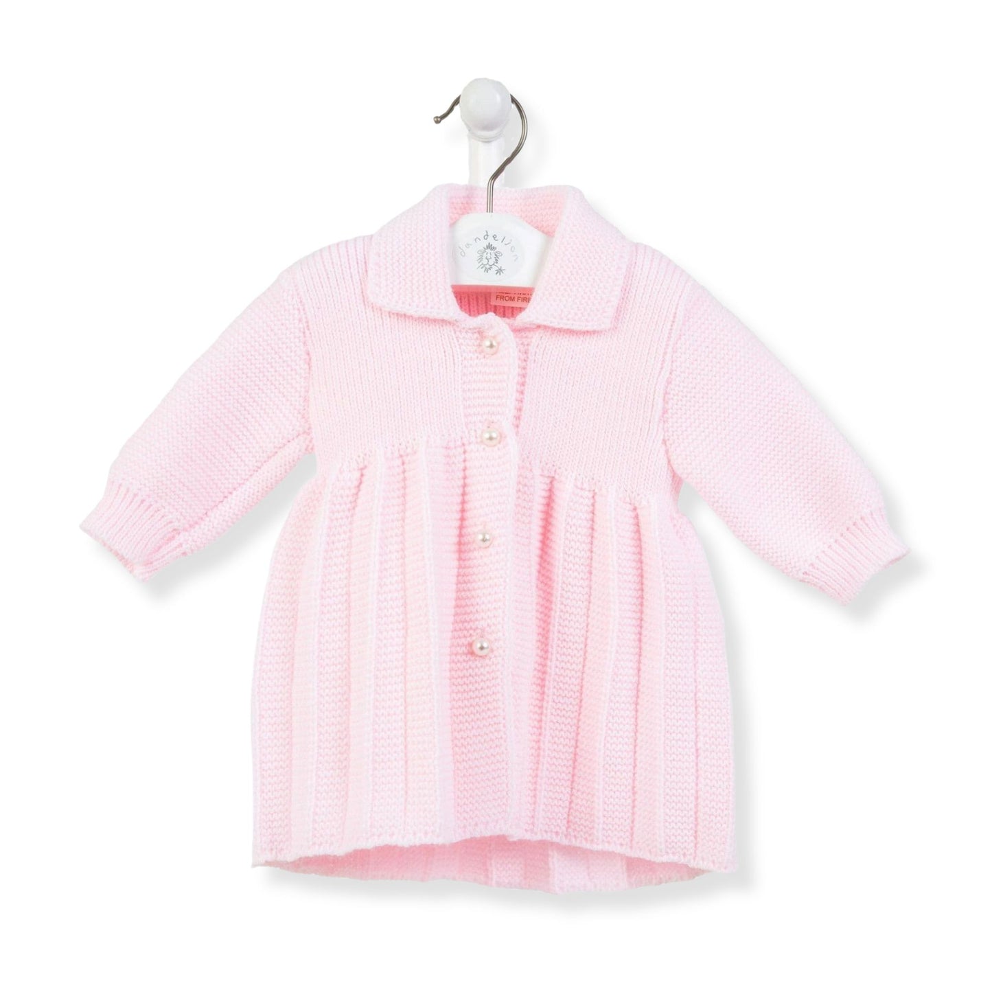 pink baby cardigan coat from dandelion in a spanish style