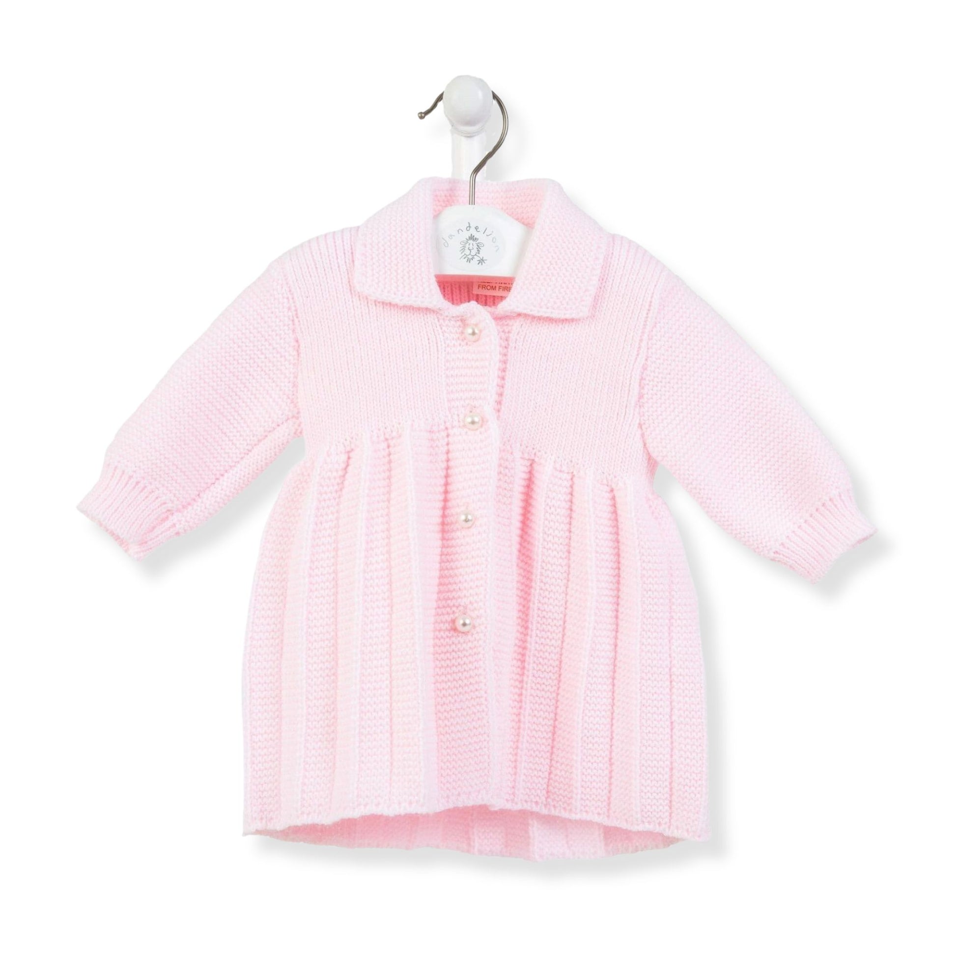 pink baby cardigan coat from dandelion in a spanish style