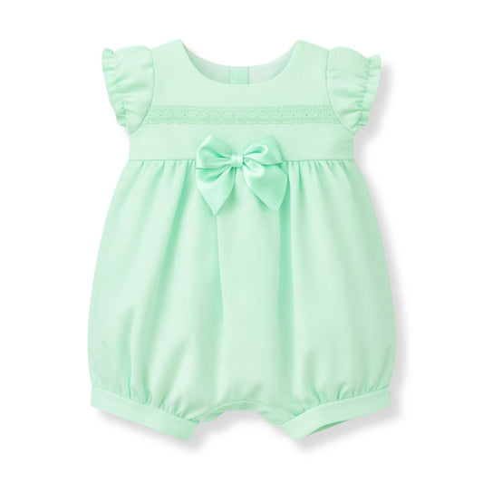 Kleo Kids Mint Green Baby Romper with Frill Sleeve and Bow