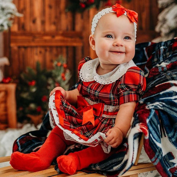 baby girls photoshoot tartan dress