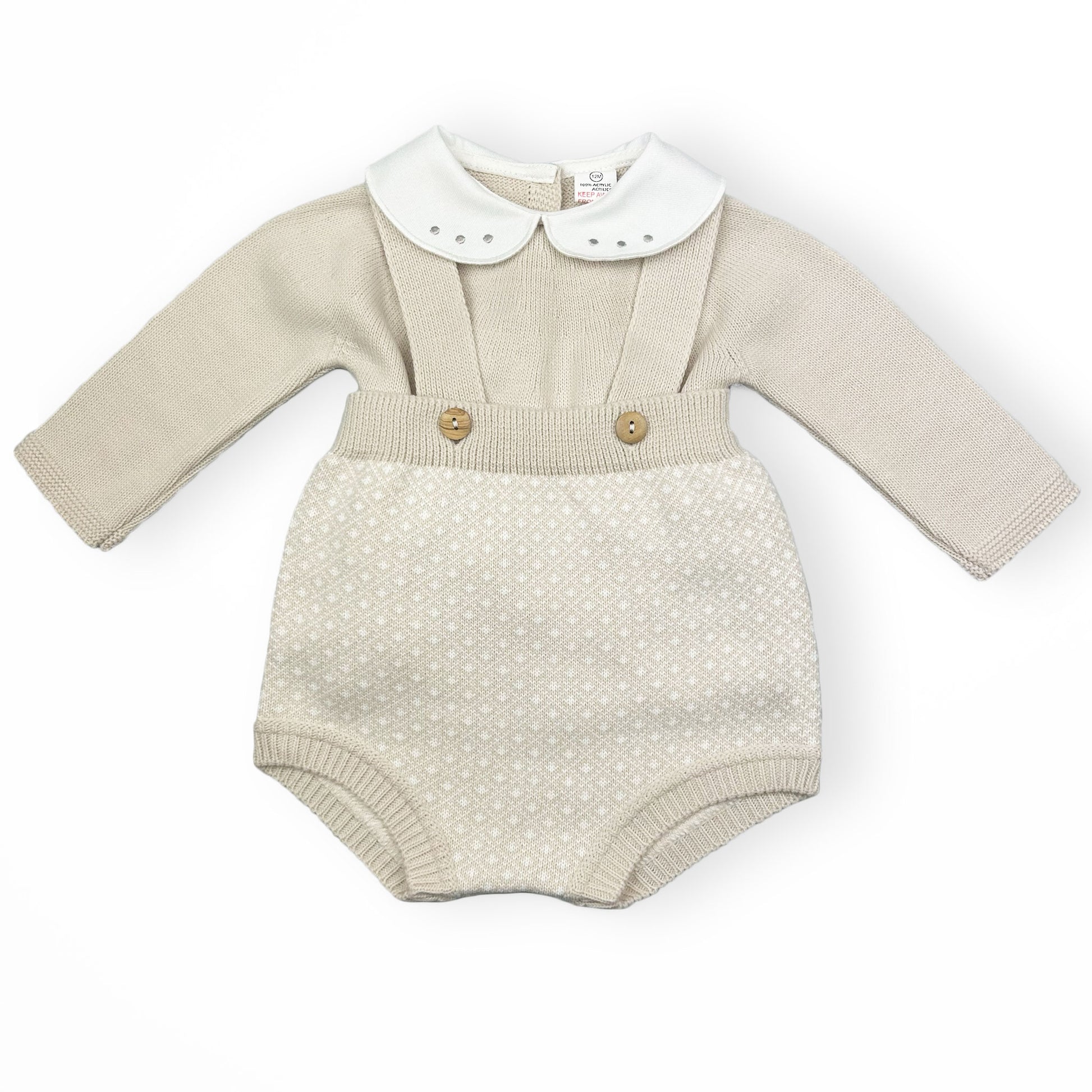 baby boys beige knitted outfit