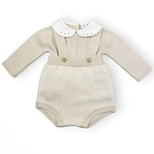 baby boys beige knitted outfit
