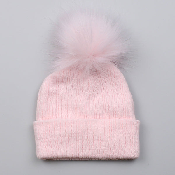 pastel pink baby girls hat