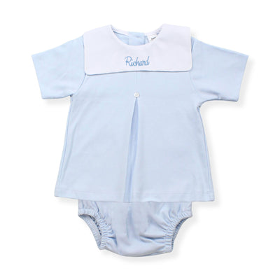 Personalised Blue Baby Top & Jam Pants Set – Made in Portugal