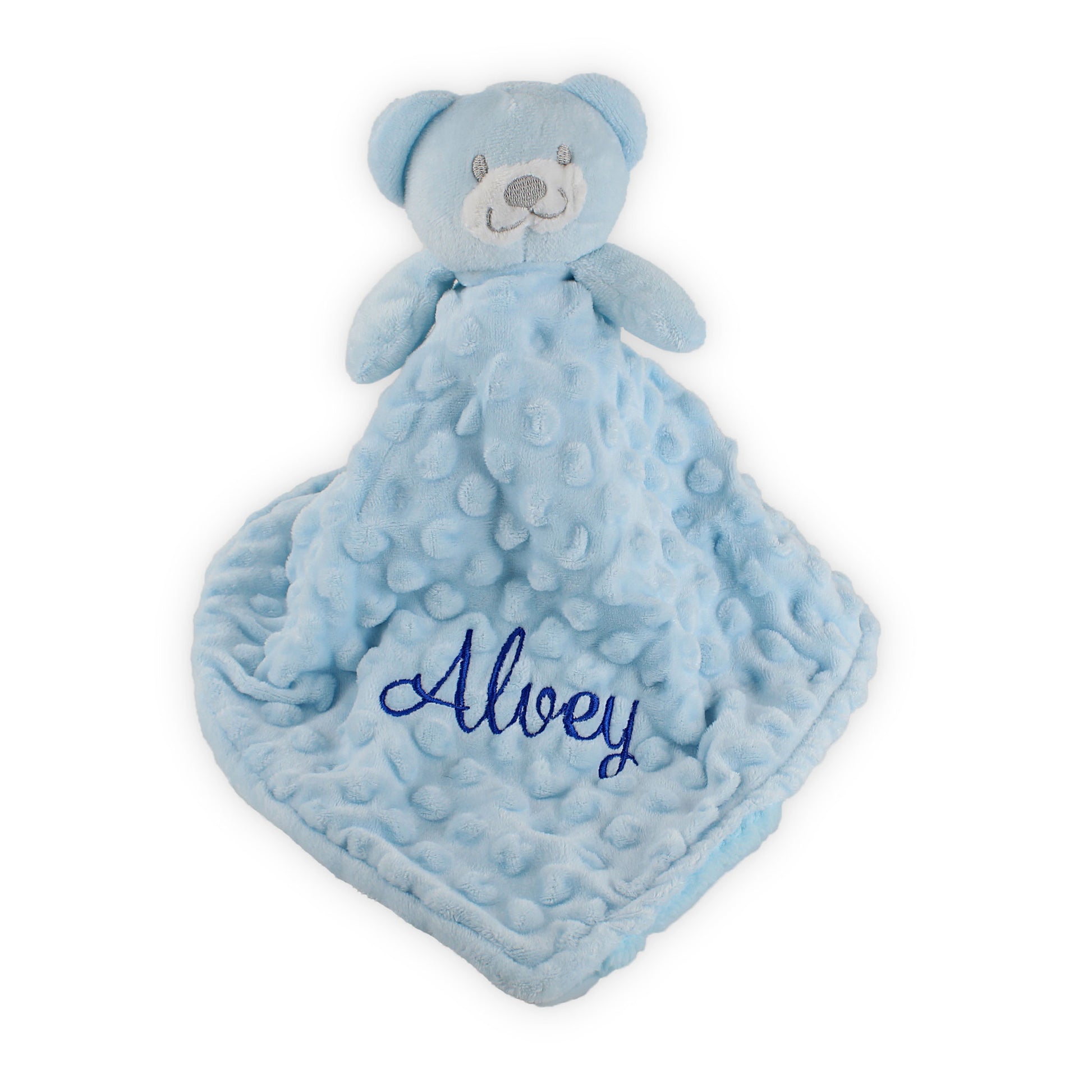personalised baby comforter custom blue bear snuggy