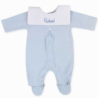 Personalised Blue Baby Babygrow | Made in Portugal