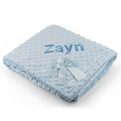 Personalised Blue Dimple Bow Blanket with Bow