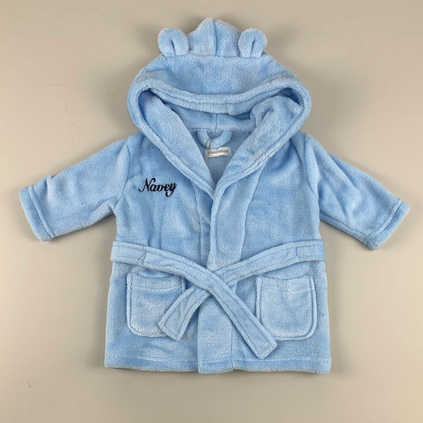 baby boys personalised dressing gown robe blue