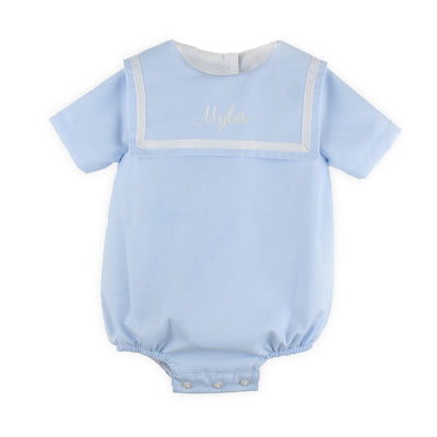Personalised Blue Baby Sailor Romper – Made in Portugal