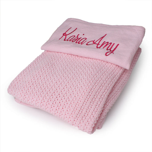 personalised baby girl pink celular blanket