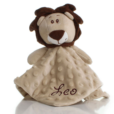 Personalised Beige Lion Baby Comforter with Name Embroidery