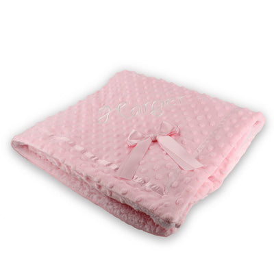 Personalised Pink Dimple Baby Blanket with Satin Bow
