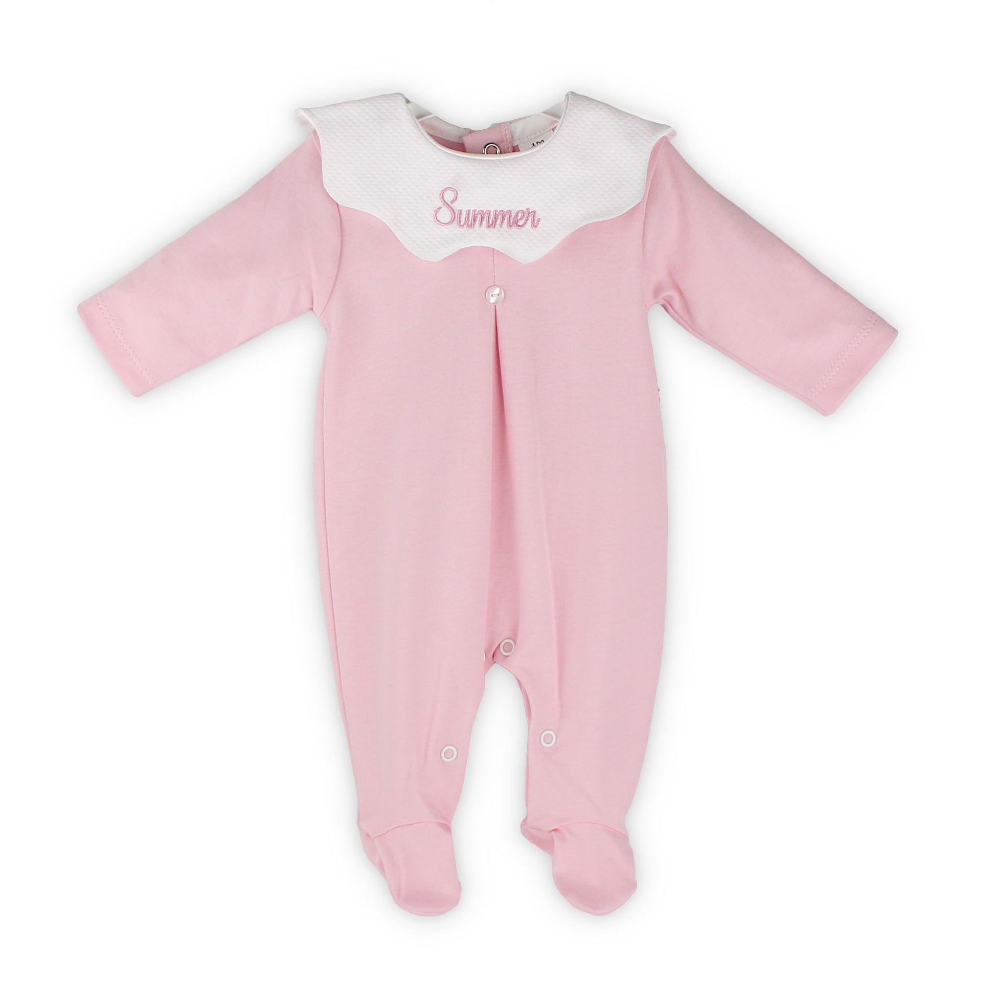 personalised baby grow in pink