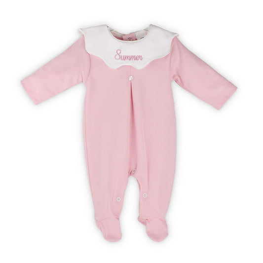 personalised baby grow in pink