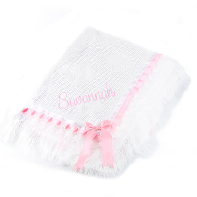Personalised “Princess” Baby Shawl White – Luxury Baby Shawl with Name