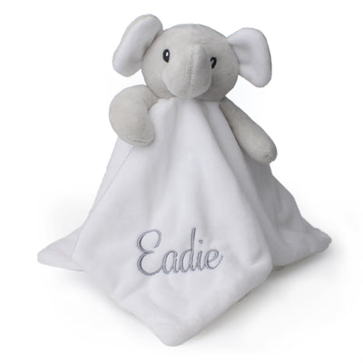 Personalised White Elephant Baby Comforter with Embroidered Name