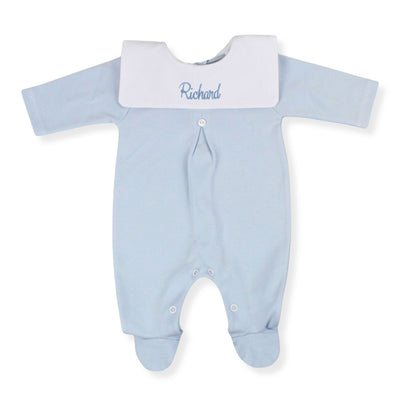 Personalised Blue Baby Babygrow | Made in Portugal