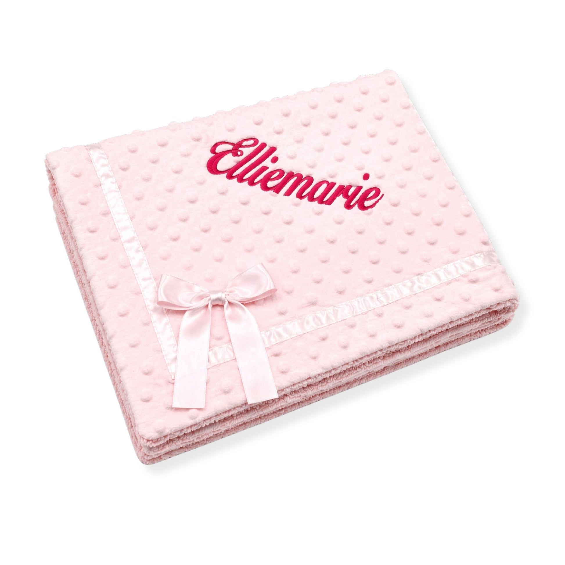 baby girls pink blanket with bow personalised 
