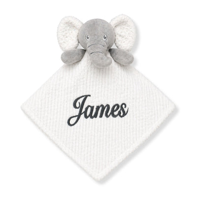 Personalised Baby Elephant Comforter with Crinkle Ears – White