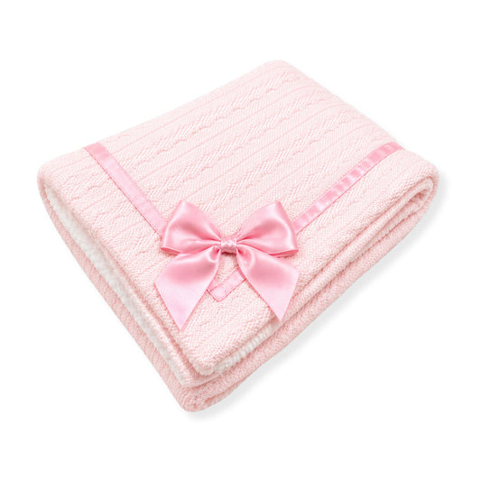 baby girls pink knitted blanket