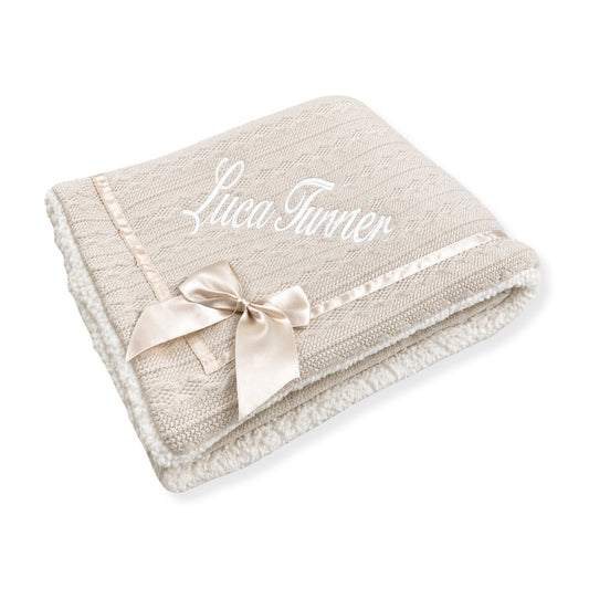 personalised beige baby blanket