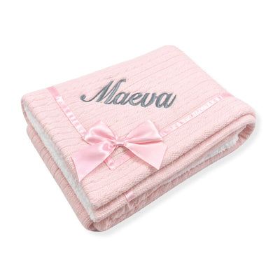 Personalised Baby Blanket - Deluxe with Bow - Pink