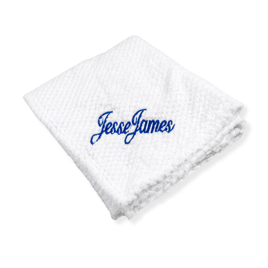 personalised baby blanket white