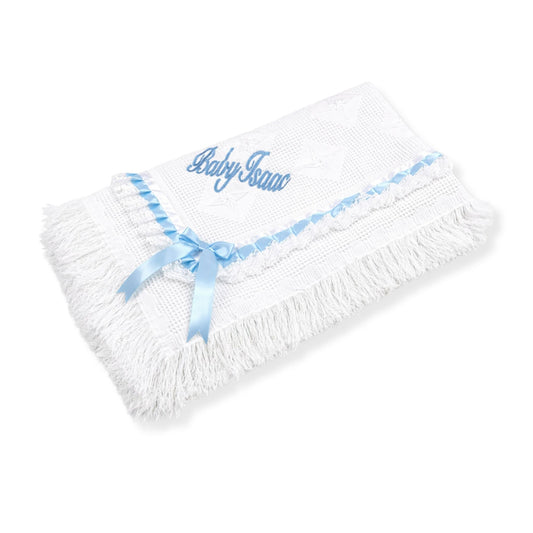 Personalised “Prince” Baby Shawl White – Luxury Baby Shawl with Name