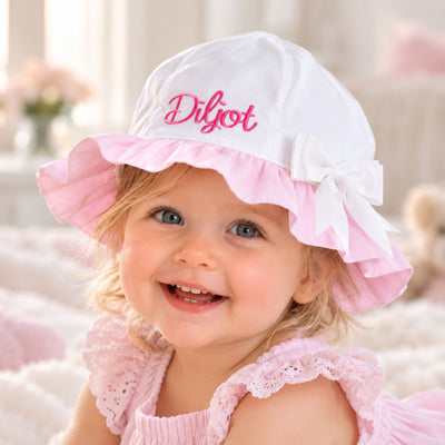 Personalised Pink Frill Sun Hat