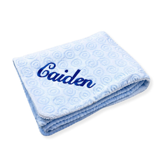 baby boys personalised spiral blanket